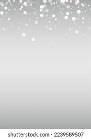 White Blizzard Vector Silver Background. New Snowfall Holiday. Light Fantasy Illustration. Falling Snow Transparent.