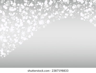 White Blizzard Vector Silver Background. Sky Snowfall Holiday. Gray Falling Wallpaper. Xmas Snowflake Illustration.