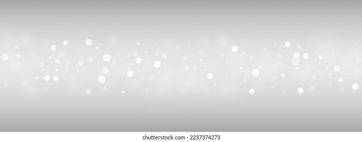 White Blizzard Vector Silver Panoramic Background. Falling Snowflake Illustration. Winter Xmas Banner. New Snow Pattern.