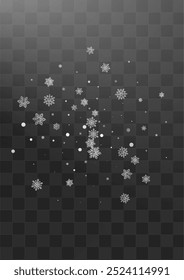 Fondo transparente de Vector blanco de la ventisca. Anuncio Sky Snow. Textura de Navidad de invierno. Patrón mágico del copo de nieve.