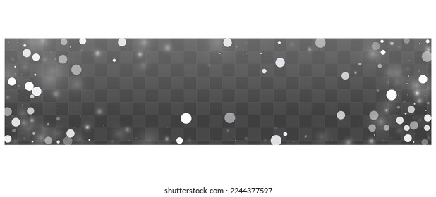 White Blizzard Vector Transparent Panoramic Background. Holiday Snowfall Backdrop. Winter Fantasy Design. Christmas Snow Card.