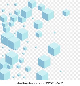 White Block Background Transparent Vector. Cubic Data Texture. Monochrome Box Futuristic Template. Style Illustration. Grey Paper Polygon.