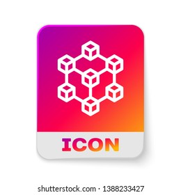 White Blockchain technology icon isolated on white background. Cryptocurrency data sign. Abstract geometric block chain network technology business. Rectangle color button. Vector Illustration