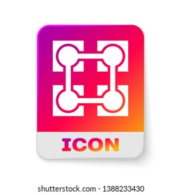 White Blockchain technology icon isolated on white background. Cryptocurrency data sign. Abstract geometric block chain network technology business. Rectangle color button. Vector Illustration
