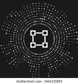 White Blockchain technology icon isolated on grey background. Cryptocurrency data. Abstract geometric block chain network technology business. Abstract circle random dots. Vector Illustration