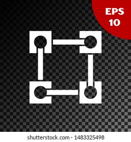 White Blockchain technology icon isolated on transparent dark background. Cryptocurrency data. Abstract geometric block chain network technology business.  Vector Illustration