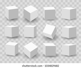 Bloques blancos. Ilustración vectorial de cubos blancos de modelado 3d