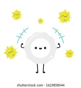 White blood cell and bacteria character design. White blood cell on white background.