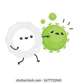 White blood cell and bacteria character design.  White blood cell on white background.