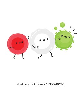 White blood cell and bacteria character design. White blood cell on white background. Red blood character.