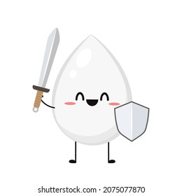 White Blood Cell Character Design. White Blood Cell Vector. Free Space For Text.