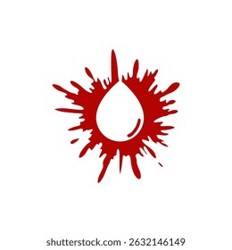 Gota de sangue branco com efeito de mancha vermelha, representando impacto, trauma ou lesão.