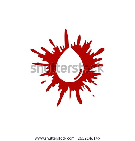 White blood drop with a red splatter effect, representing impact, trauma, or injury.