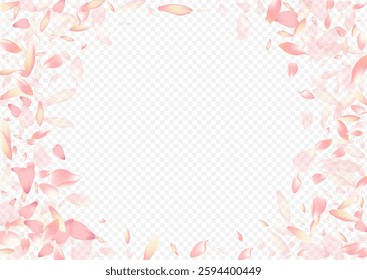 White Blooming Vector Transparent Background. Blossom Falling Design. Flower Valentine Pattern. Confetti Free Template. Color Rosa Beauty Texture.