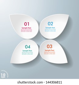 White blossom with 4 options on the grey background. Eps 10 vector file.
