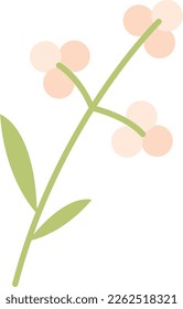 White blossom branch. Natural botany. Floral element isolated on white background