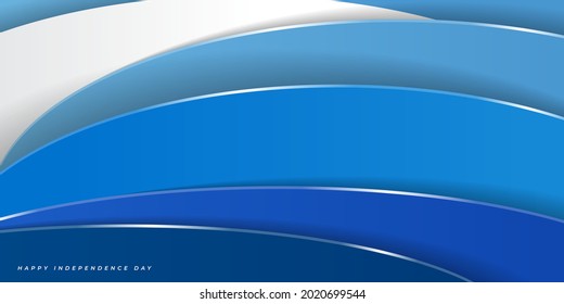 White and blue abstract background with simple paper cut design. good template for Independence day design.