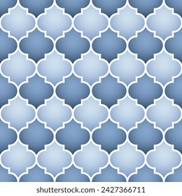 Fondo de textura de mosaico marroquí de geometría abstracta blanca y azul. Vector abstracto patrón sin fisuras.
