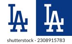 White Blue Abstract LA Los Angeles Letters Logo Icon Sign Symbol Emblem Badge Vector EPS PNG Clip Art No Background
