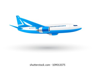 White and Blue Airplane Icon