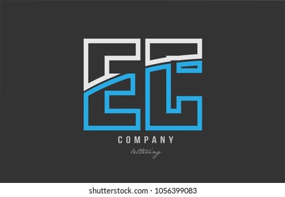 white blue alphabet letter ec e c logo combination design on black background suitable for a company or business