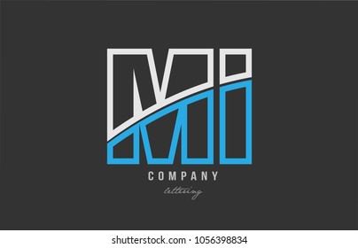 white blue alphabet letter mi m i logo combination design on black background suitable for a company or business
