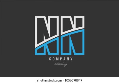 white blue alphabet letter nn n n logo combination design on black background suitable for a company or business