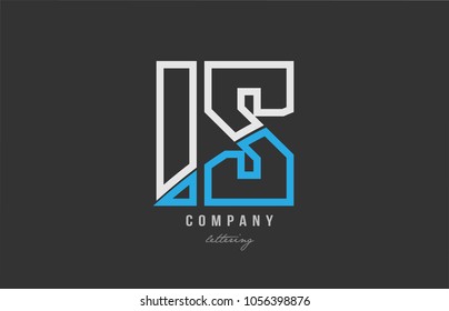white blue alphabet letter is i s logo combination design on black background suitable for a company or business