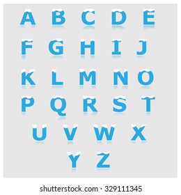 White and blue alphabet set a to z vector