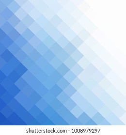 White and blue background. Geometric style. Mesh of rhombus. Mosaic template for your design or headline.