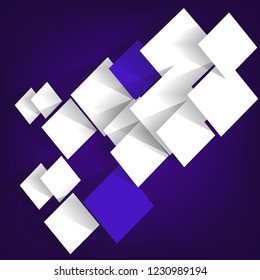 White and blue background. Geometric style. Mesh of rhombus. Mosaic template for your design or headline.