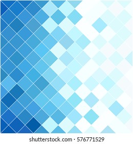White and blue background. Geometric style. Mesh of rhombus. Mosaic template for your design or headline.