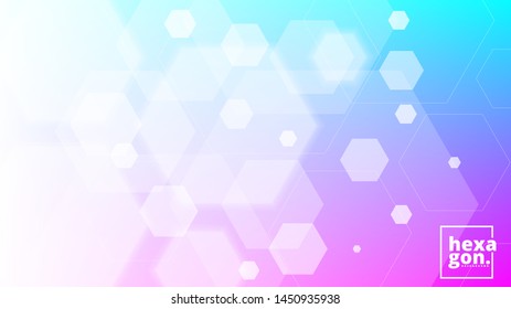 White Blue Background of hexagons. Banner for your design. Geometric style. Mosaic grid. Abstract hexagons background.