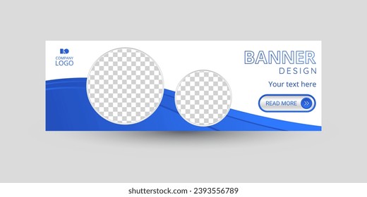 White and blue banner design with CTA button: Read more.