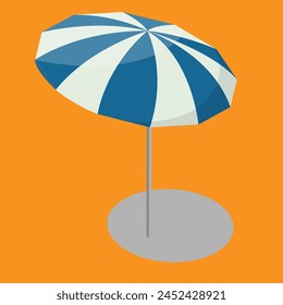 white blue beach umbrella vector illustration