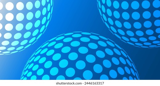 White and Blue Big Spotted, Textured 3D Globes, Balls with Round Lit Surfaces, Geometric Pattern, Futuristic Minimalist Multi Purpose Blue Wide Scale Background Design, Vector Illustration Template