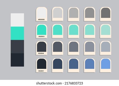 White blue black color palette, neon colors catalog, colour matching, rgb pantone colors, harmonious colours palette sample, design and edit idea, compatible color codes
