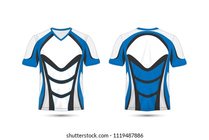 White, blue and black layout e-sport t-shirt design template