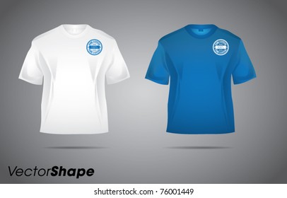 White and blue blank T-shirt uniform with 100% cotton sign