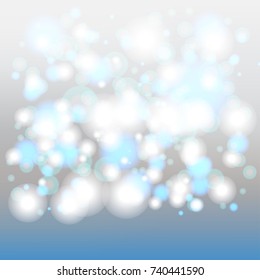 White and blue bokeh circle shape blur abstract background.