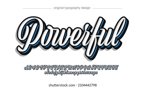 white and blue bold cursive artistic font