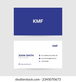 White and blue business card flat design template vector. Modern and clean professional business card design.