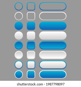 White and blue button in neomorphism style. Easy editable vector isolated illustration. 