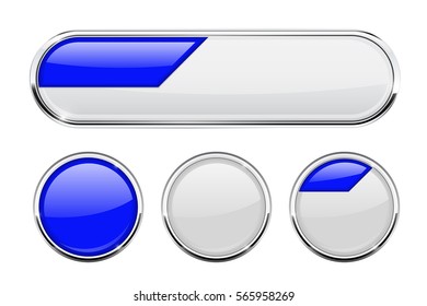 White and blue buttons. Vector 3d illustration on white background