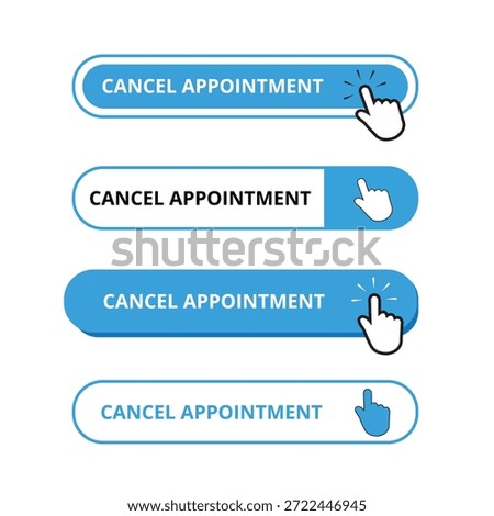 White and blue cancel appointment bar buttons isolated on a white background