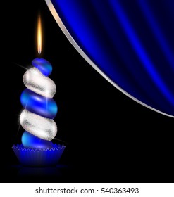 white blue candle and drape