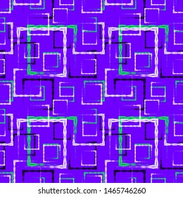 White and blue carved squares and black frames for an abstract purple background or pattern. Excellent mood of openwork and carved squares and frames in the maze.