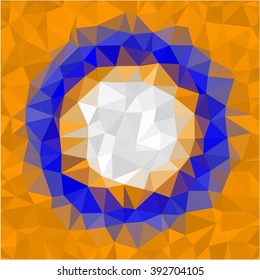 White blue circle polygonal on orange background