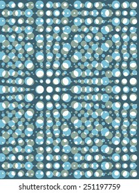 White and blue circles arranged over blue background