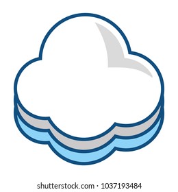 White and blue clouds over white background vector illustration